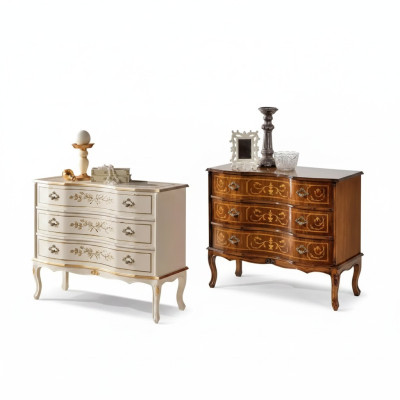 Klassische Kommode 3x Schubladen Echtholz Design Wohnzimmer Möbel