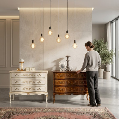 Exklusive luxuriöse neue Kommode aus braunem Holz für das Wohnzimmer