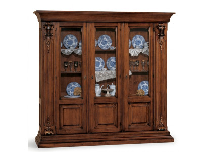 Glas Vitrine Holzschrank Klassische Anrichte Möbel Regale Massivholz Schrank