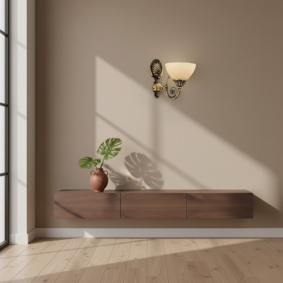  Wandlampe Wandleuchten Gold Wandleuchte Lüster Wand Lampen Beige Glas