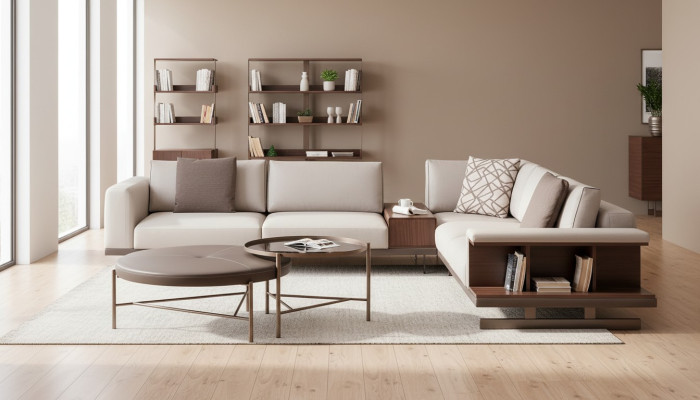 Beiges Stoffsofa Ecksofa Sofa L form Sofas Stoff Luxus Möbel Wohnzimmer