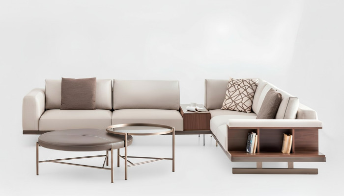 Beiges Stoffsofa Ecksofa Sofa L form Sofas Stoff Luxus Möbel Wohnzimmer