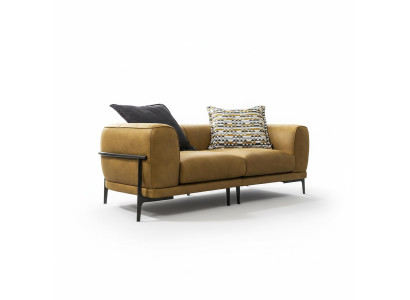 Modern Zweisitzer Sofa 2 Sitzer Sofas Modern Gelb Kunstleder Couch Design