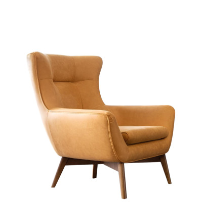 Sessel Ohrensessel Cocktailsessel Sitzer Modern Design Kunstleder Gelb