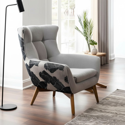 Sessel Ohrensessel Cocktailsessel Sitzer Modern Design Grau Stoff Sitz