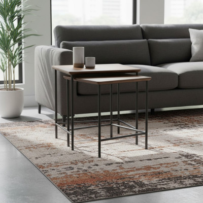 Luxus Beitelltische Kaffetisch Modern Holzitsch Komplettes Set Braun Neu