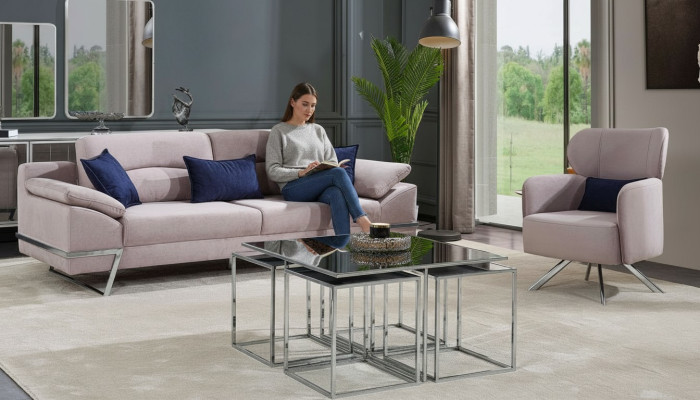 Gruppe Wohnzimmer Sofagarnitur 31 Sitzer Sitzgruppe Grau Garnituren