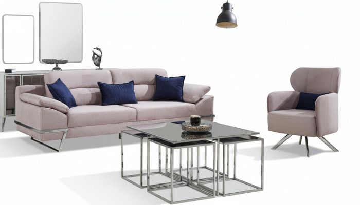 Gruppe Wohnzimmer Sofagarnitur 31 Sitzer Sitzgruppe Grau Garnituren