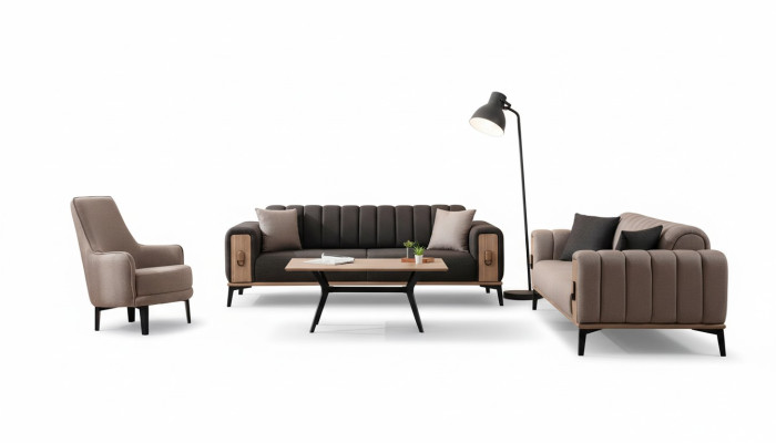 Moderne Couchgarnitur Dreisitzer Sessel Stoffgarnitur Luxus Sofas Möbel