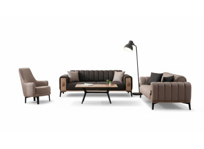 Moderne Couchgarnitur Dreisitzer Sessel Stoffgarnitur Luxus Sofas Möbel