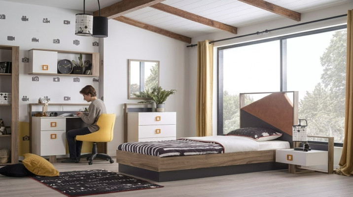 Bettrahmen Kinderbett Kindermöbel Kinderzimmer Bett Holz Grau Set 6tlg
