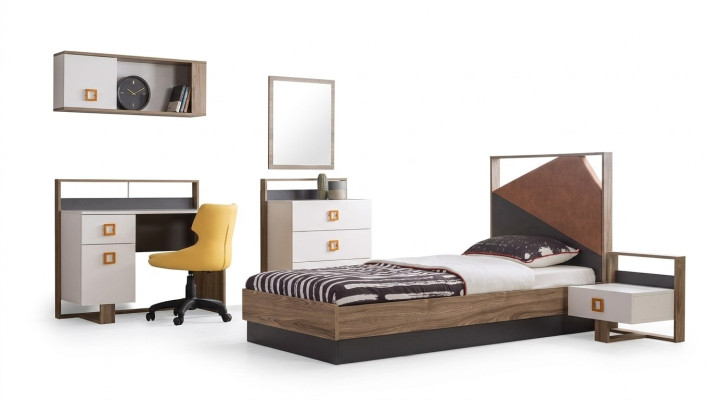 Bettrahmen Kinderbett Kindermöbel Kinderzimmer Bett Holz Grau Set 6tlg