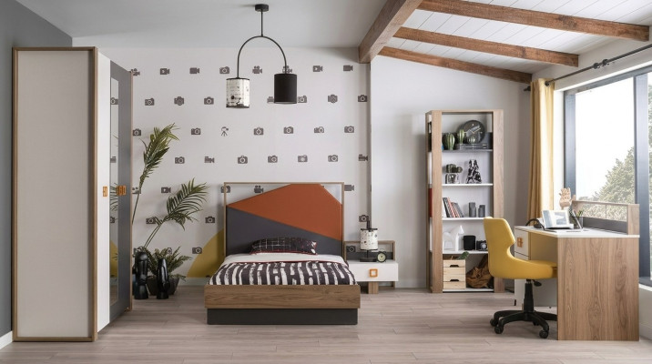 Bettrahmen Kinderzimmer Garnitur Bett Set Schreibtisch Grau 5tlg Holz