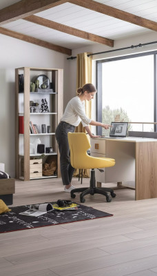 Kinderschreibtisch Schreibtisch Bücherregal Holz Braun Set 3tlg Sessel