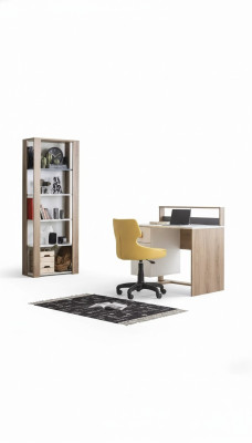 Kinderschreibtisch Schreibtisch Bücherregal Holz Braun Set 3tlg Sessel