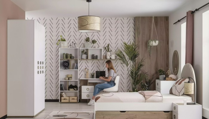 Kindermöbel Komplete Kinderbett Kinderzimmer Bett Holz Weiß Set 8tlg