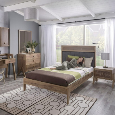Kindermöbel Komplete Kinderbett Kinderzimmer Bett Holz Braun Set 4tlg