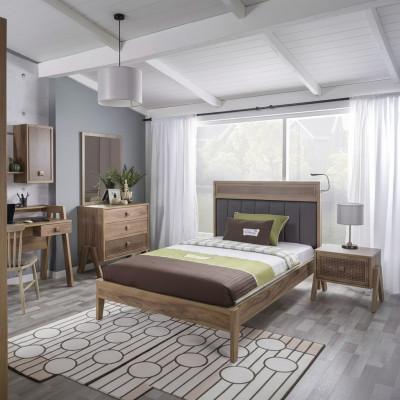 Kindermöbel Komplete Kinderbett Kinderzimmer Bett Holz Braun Set 4tlg