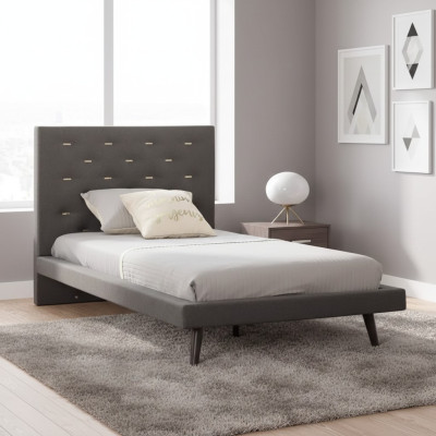 Bett 100 cm Bettgestelle Bettrahmen Kinderbett Jugendbett Stoff Grau