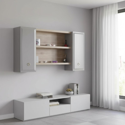 Hängeschrank Wandschrank Kinderzimmer Bücherregal Holz Grau Design
