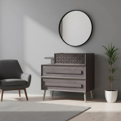 Kommode Schrank Holz Kommoden Schlafzimmer Sideboard Design Grau Luxus