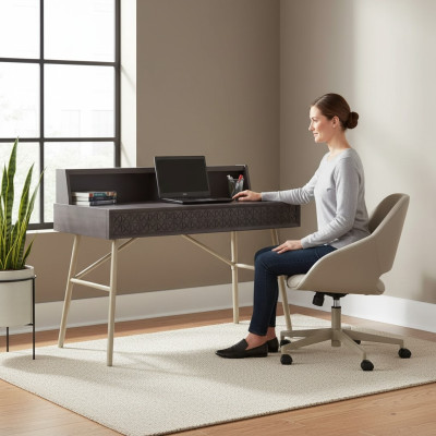 Computertisch Schreibtisch Holz Tisch Bürotisch Grau Kindertisch Luxus
