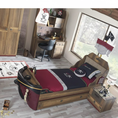 Pirat Funktionsbett Kinderbett Braun Holz Set Nachttisch Betten Bett