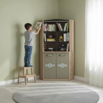 Bücherregal Schrank Kinderregal Bücherschrank Kindermöbel Grün Holz