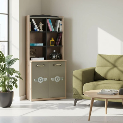 Bücherregal Schrank Kinderregal Bücherschrank Kindermöbel Grün Holz