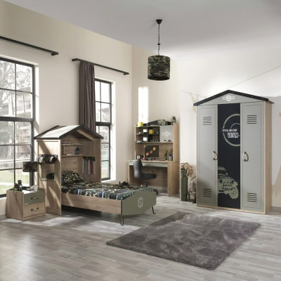 Kindermöbel Luxus Kinderzimmer Garnitur Bett Grün Bettrahmen 5tlg Holz