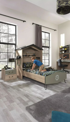 Bettrahmen Kindermöbel Set Kinderzimmer Garnitur Bett Grün 4tlg Holz