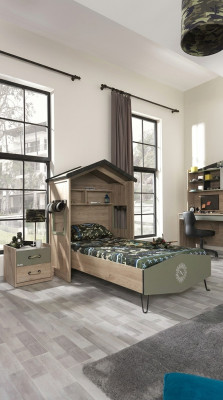 Bettrahmen Kindermöbel Set Kinderzimmer Garnitur Bett Grün 4tlg Holz