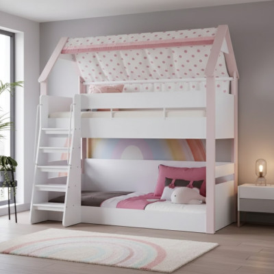 Etagenbett Kinderzimmer Kinderbtt Bett Bettrahmen Holz Rosa Hochbett