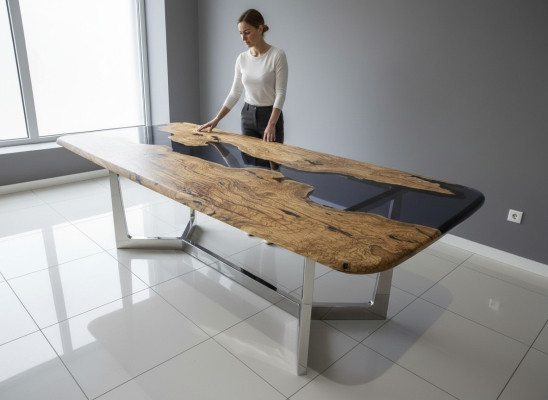 Esstisch Epoxidharz Küchentisch Esszimmertisch Tisch 240 cm Holz Braun