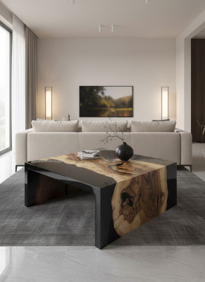 Couchtisch Epoxidharz Kaffeetisch Massiv Tische Holz Beistelltisch Epoxid Tisch