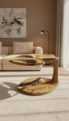 Kaffeetisch Beisteltisch Couchtisch Epoxidharz Braun Wohnzimmer Design