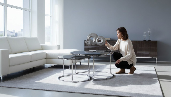 Couchtisch Luxus Set Beisteltisch Kaffeetisch Silber Wohnzimmer Design