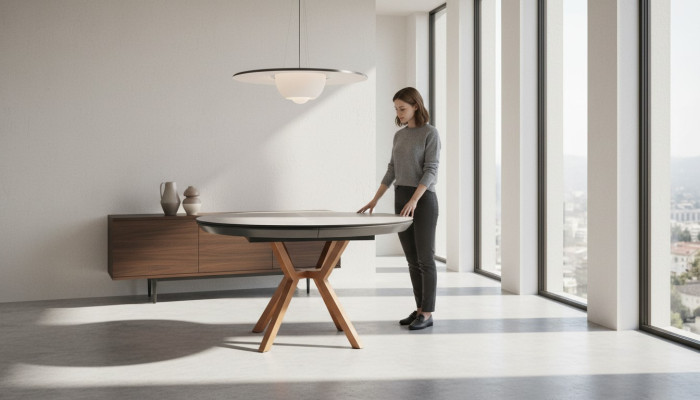 Runder Esstisch Luxus Esszimmertisch Küchentisch Grau Esszimmer Holz