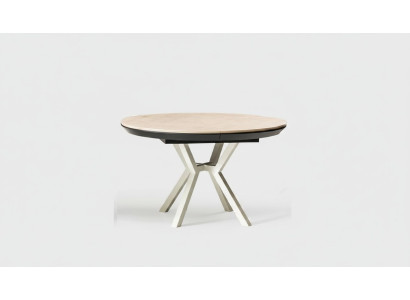Modern Küchentisch Esszimmertisch Ausziehbarer Runder Holz Beige Tisch