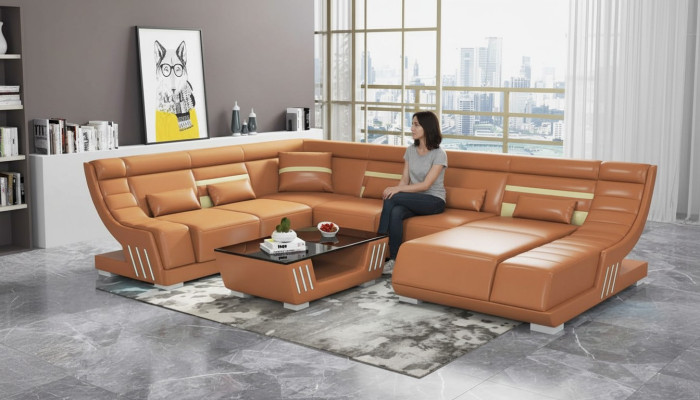 Design Sofas Wohnlandschaft Sofa U Form Ecksofa Braun Couchen Möbel