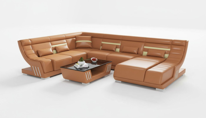Design Sofas Wohnlandschaft Sofa U Form Ecksofa Braun Couchen Möbel