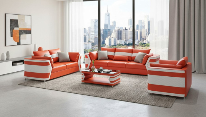 Rot Sofagarnitur Couchgarnitur Ledersofa Sofa Komplette 3tlg Sofas Set