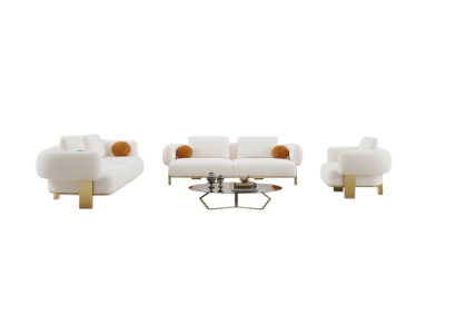 Komplette Couchgarnitur Sofagarnitur Weiß Sitzer Polstersofa Stoffsofa sofa