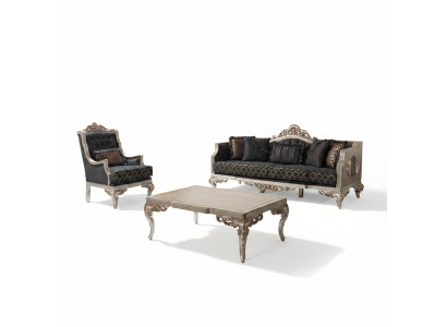Polstersofa Garnitur Sofagarnitur Dreisitzer Sessel Stoff Sofa Grau Tisch 3tlg