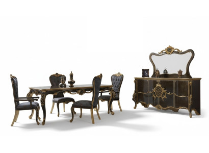 Esszimmer Luxus Essgruppe Sideboard Esstisch Stühle Holz 10tlg Braun