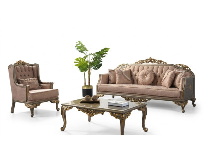 Luxus Komplette Couchgarnitur Sofagarnitur Stoffsofa Beige Polstersofa