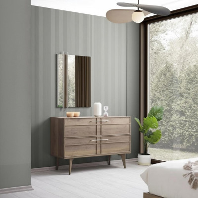Kommode mit Spiegel Schlafzimmer Konsole Holz Braun Set 2tlg Moderne