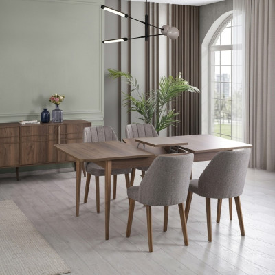 Modern Komplette Essgruppe Esszimmer Esstisch Set 7tlg Esszimmer Braun Holz