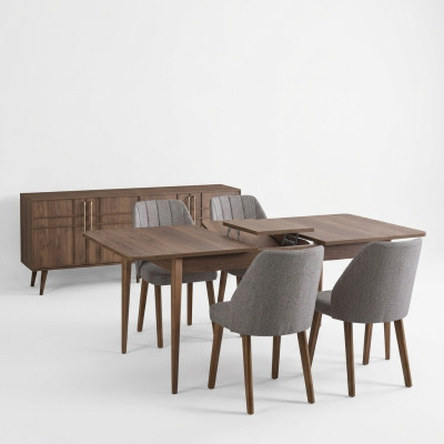 Modern Komplette Essgruppe Esszimmer Esstisch Set 7tlg Esszimmer Braun Holz