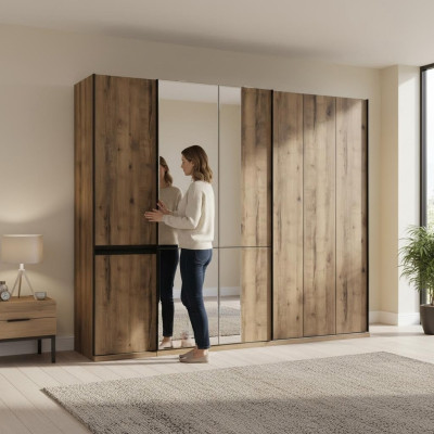 Schränke Kleiderschränke Luxus Kleiderschrank Braun Holz Spiegel Groß